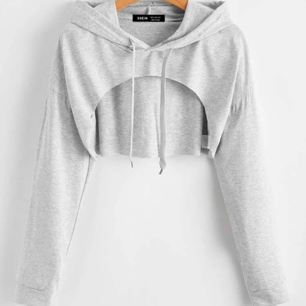 Cool grey cut out hoodie from SHEIN